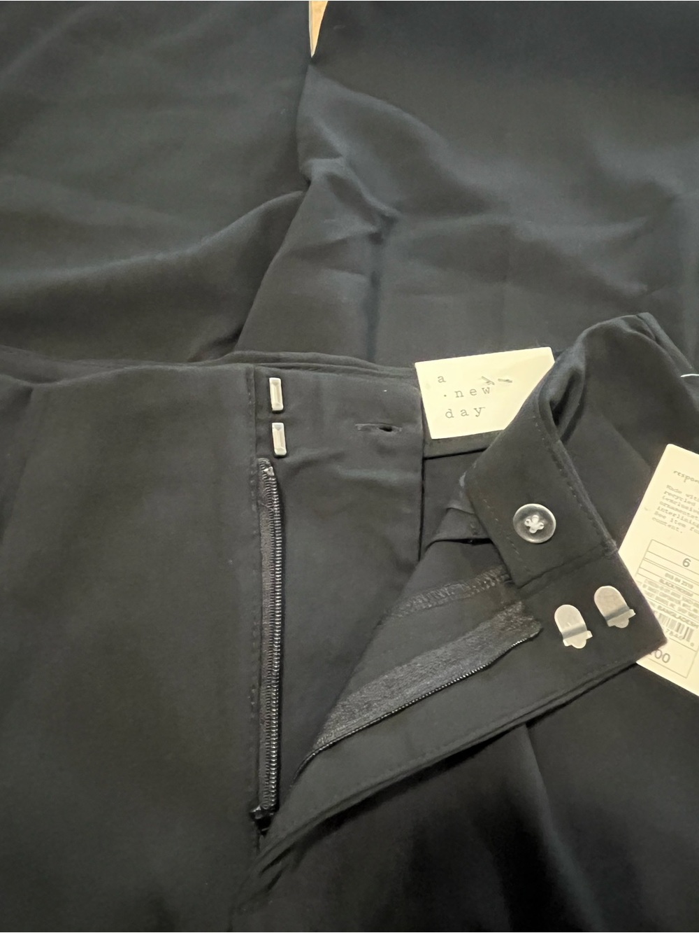 A New Day Black Pleated Ankle Dress Pants 6 Stretch - Picture 5 of 7